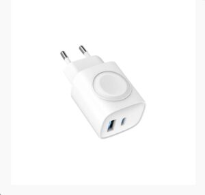 Carregador de Parede Universal Survivor 2 em 1 Power Delivery 23W Tipo C Ultra Rápido + USB A e Base de Carregamento Magnética Sem Fio para Apple Watch - Gshield