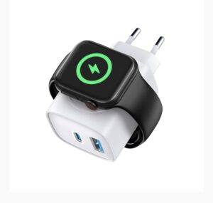 Carregador de Parede Universal Survivor 2 em 1 Power Delivery 23W Tipo C Ultra Rápido + USB A e Base de Carregamento Magnética Sem Fio para Apple Watch - Gshield