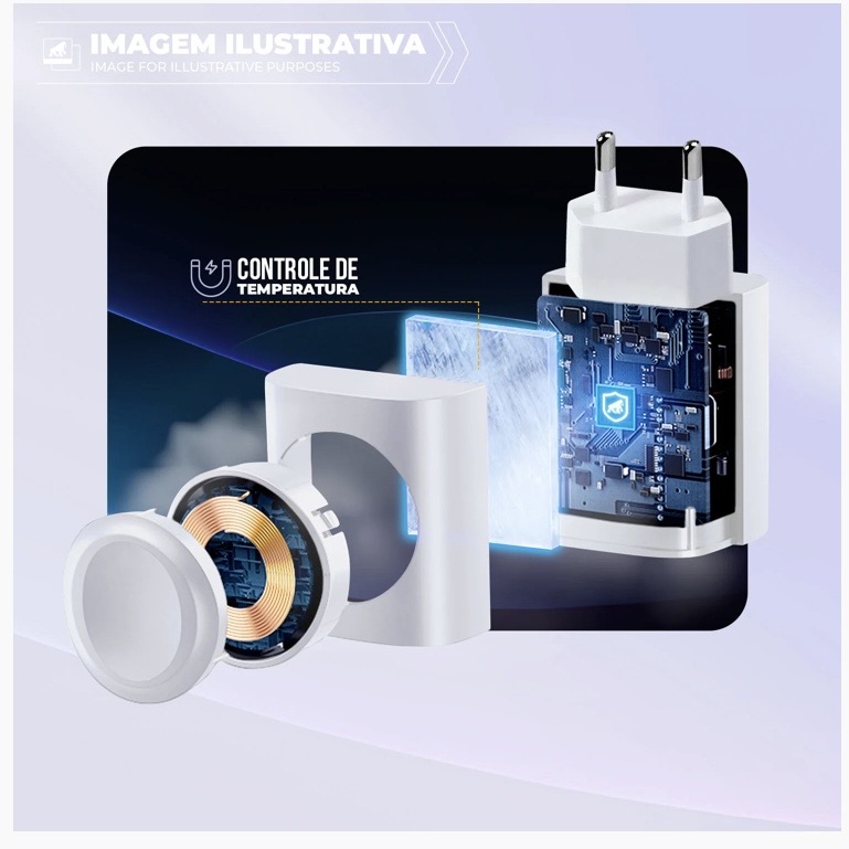 Carregador de Parede Universal Survivor 2 em 1 Power Delivery 23W Tipo C Ultra Rápido + USB A e Base de Carregamento Magnética Sem Fio para Apple Watch - Gshield - Imagem 5