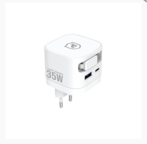 Carregador de Parede Turbo 35W com Cabo Retrátil Tipo C + 1 Entrada USB-A + 1 Entrada USB-C - Raptor - Gshield