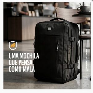 Mochila Mala de Mão Expansível para Viagem 38L com Compartimento Acolchoado para Notebook até 17'' Resistente à Água - Gshield Código: GS-13255