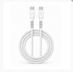 Cabo Dual Armor Tipo C/ Tipo C 1M com Carregamento Rápido 65W Revestido em Nylon Balístico - Branco - Gshield