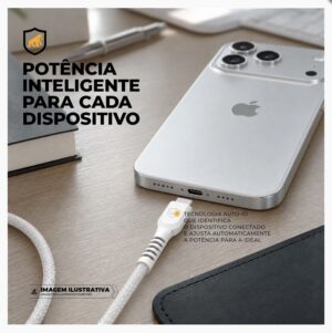 Cabo Dual Armor Tipo C/ Tipo C 1M com Carregamento Rápido 65W Revestido em Nylon Balístico - Branco - Gshield